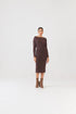 Saia Midi Reta Em Tricot Canelado Cafe